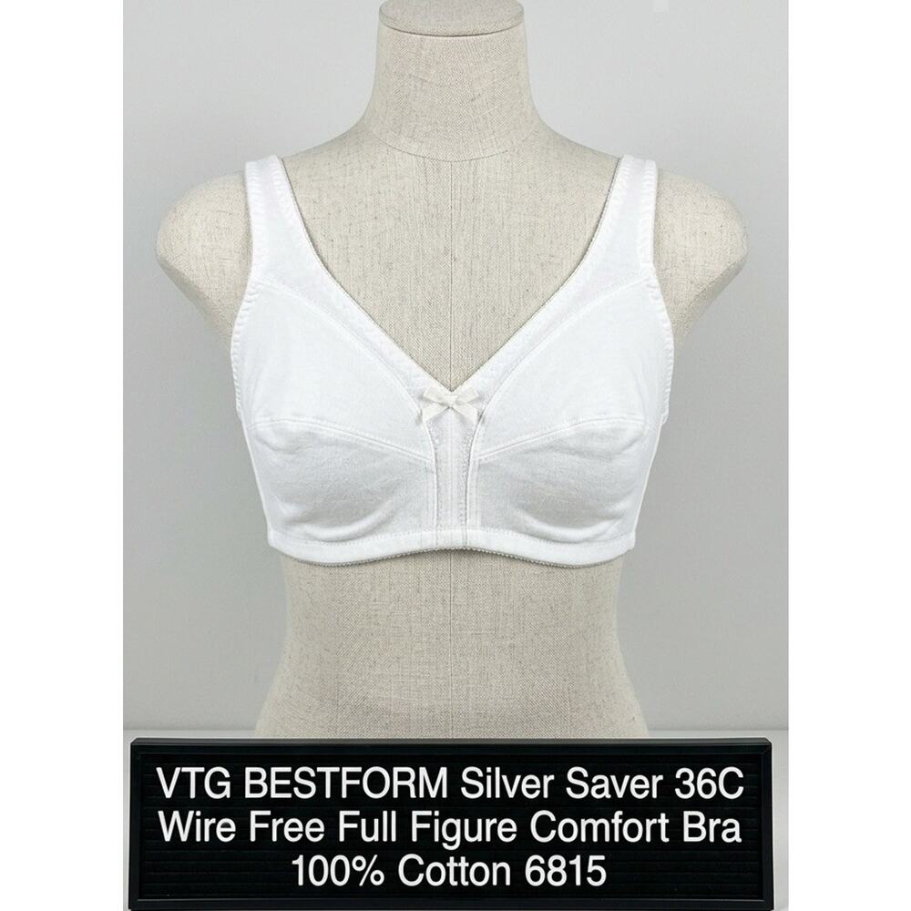 NWT Vintage BESTFORM Silver Saver Bra 36C White 100% Cotton Wire Free 6815